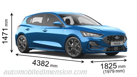 Ford Focus 2022 dimensions with length, width and height