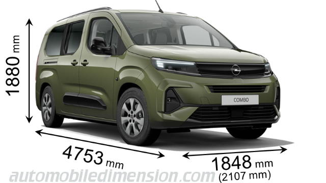 Opel Combo XL 2024 dimensions with length, width and height