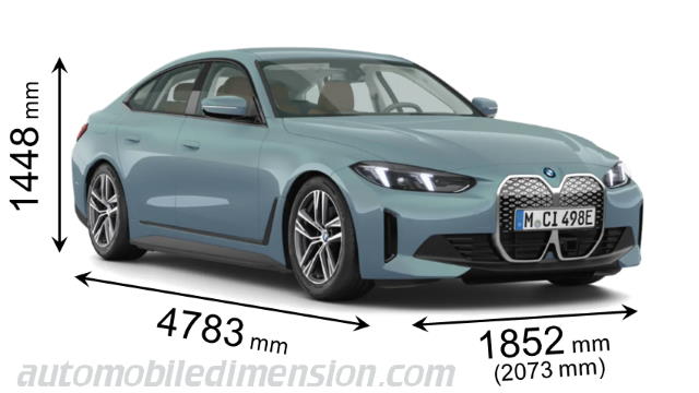 BMW i4 2024 dimensions with length, width and height