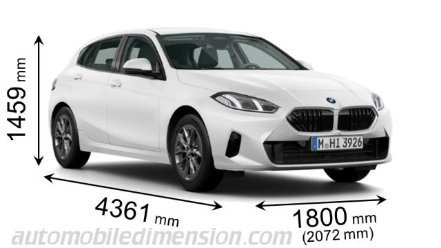 BMW 1 2025 dimensions with length, width and height