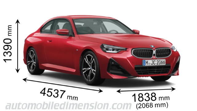 BMW 2 Coupe 2025 dimensions with length, width and height