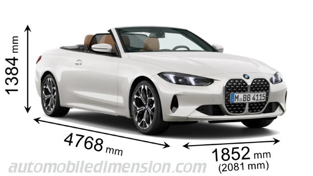 BMW 4 Cabrio 2024 dimensions with length, width and height