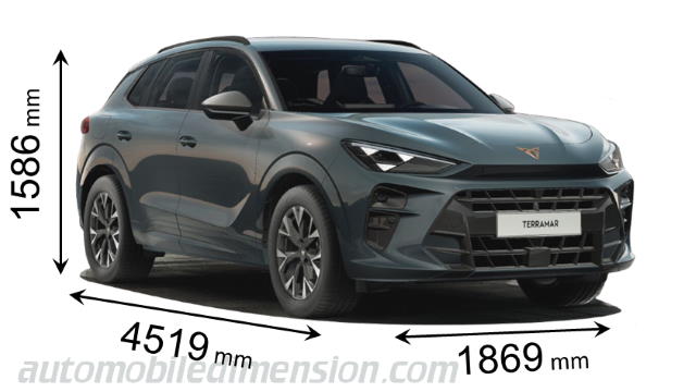 CUPRA Terramar measures in mm