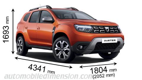 Dimensions of Dacia cars showing length, width and height