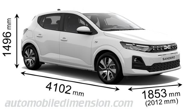 Dacia Sandero 2026 dimensions with length, width and height