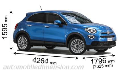 Dimensions Of Fiat Cars Showing Length Width And Height
