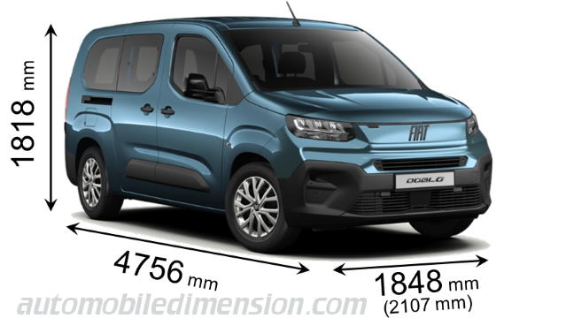 Fiat Doblò Maxi 2024 dimensions with length, width and height