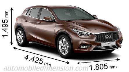 Infiniti Q30 2016 dimensions with length, width and height