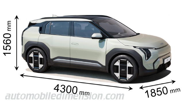 Kia EV3 2025 dimensions with length, width and height