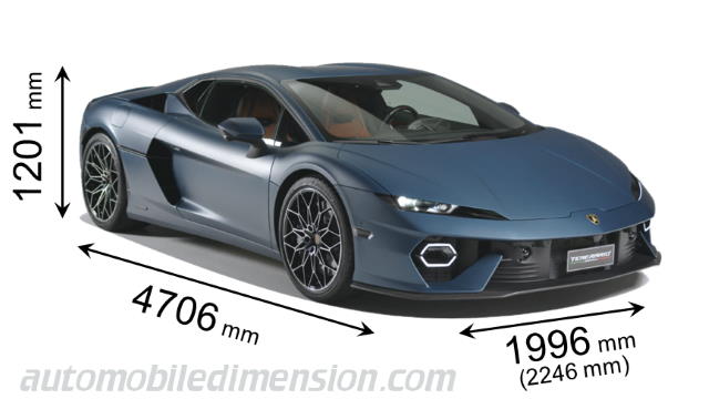 Dimensioni Lamborghini Temerario 2025 con lunghezza, larghezza e altezza