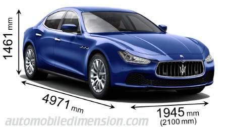 Dimensions Of Maserati Cars Showing Length Width And Height