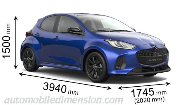 Mazda 2 Hybrid 2024 dimensions with length, width and height