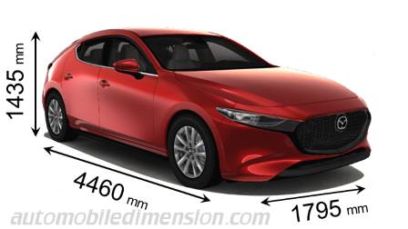 Dimensions Of Mazda Cars Showing Length Width And Height