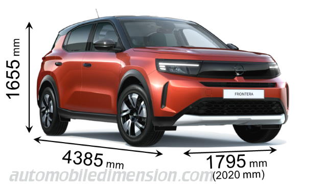 Opel Frontera 2025 dimensions with length, width and height