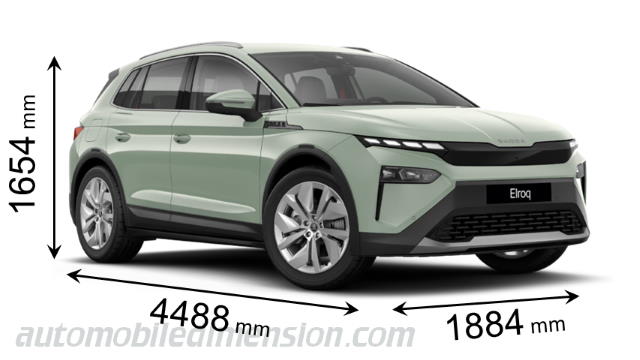 Skoda Elroq 2025 mått med längd, bredd och höjd