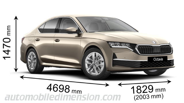 Skoda Octavia 2024 dimensions with length, width and height