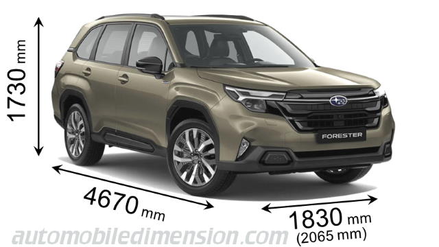 Subaru Forester length x width x height