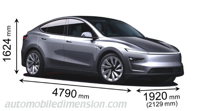 Tesla Model Y 2025 dimensions with length, width and height