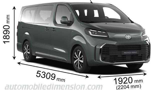 Toyota Proace Verso Long 2024 dimensions with length, width and height