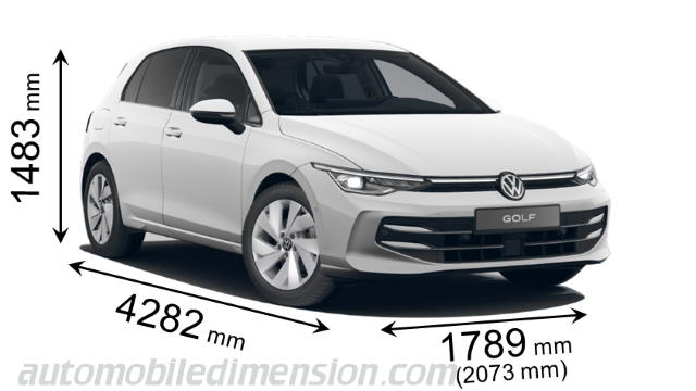 Volkswagen Golf 2024 dimensions with length, width and height