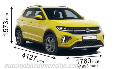 Volkswagen T-Cross 2024 Abmessungen, Kofferraumvolumen und ähnlichen
